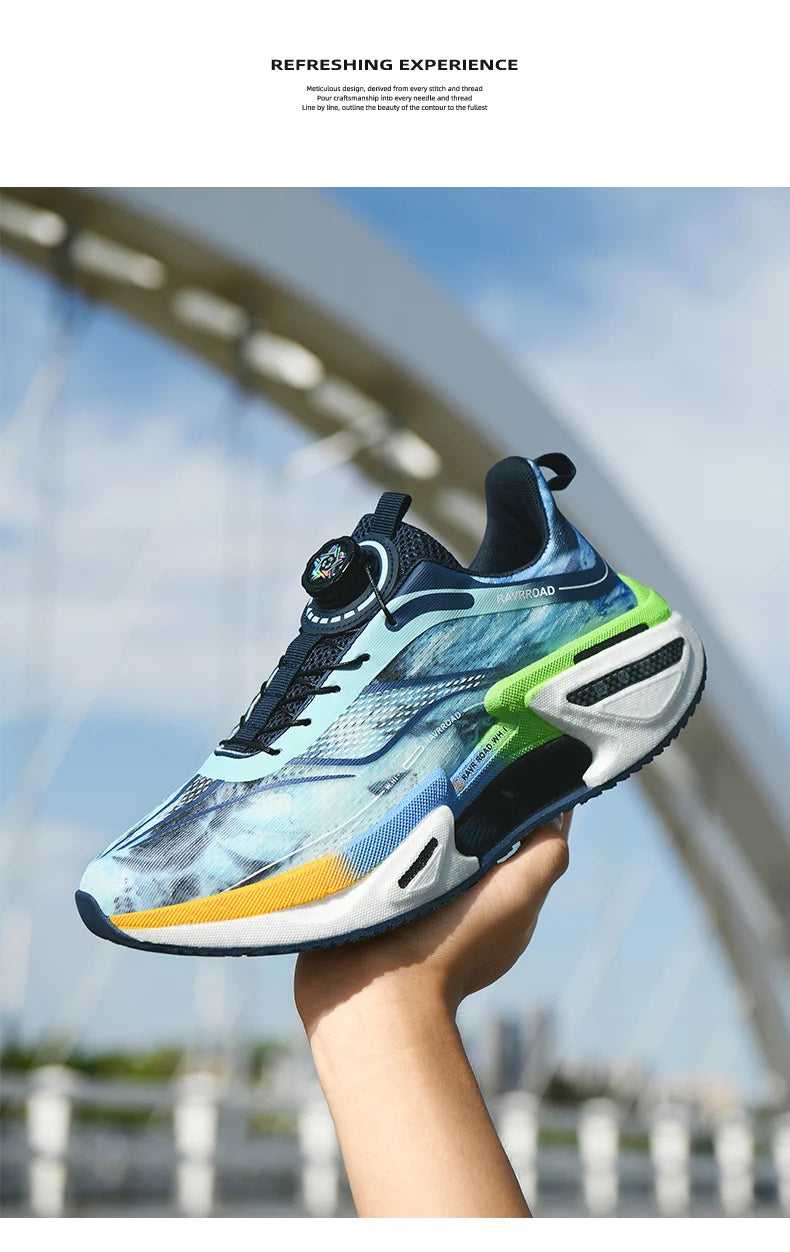 Elastic Speed Running Shoes for Men, Carbon Plate Push Rotating Buckle Sports Shoes for Women, Professional Shock-Absorbing
