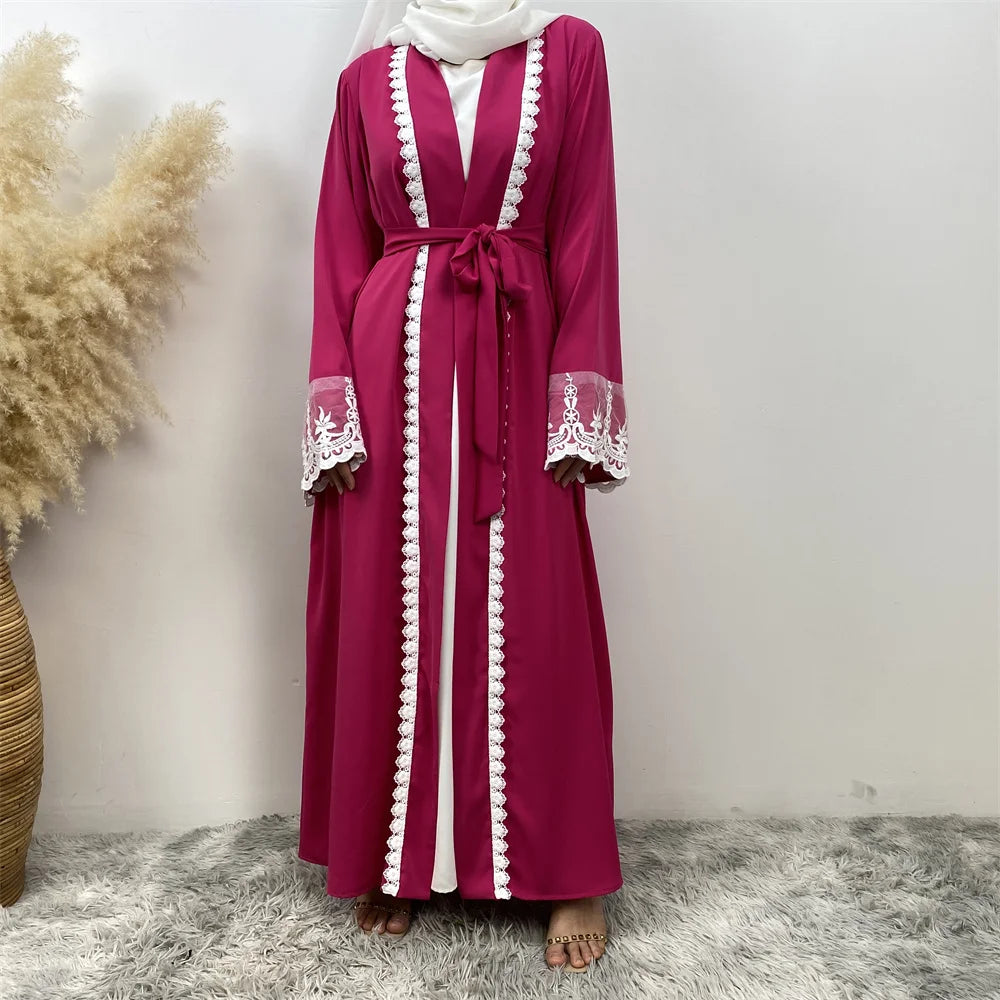 Women’s Lace Trim Nida Abaya with Pockets