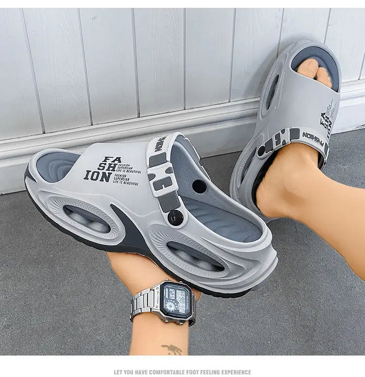 Men Sandals Slip On 2 in 1 Summer Outdoor Thick Sole Non Slip Waterproof Driving Shoes
