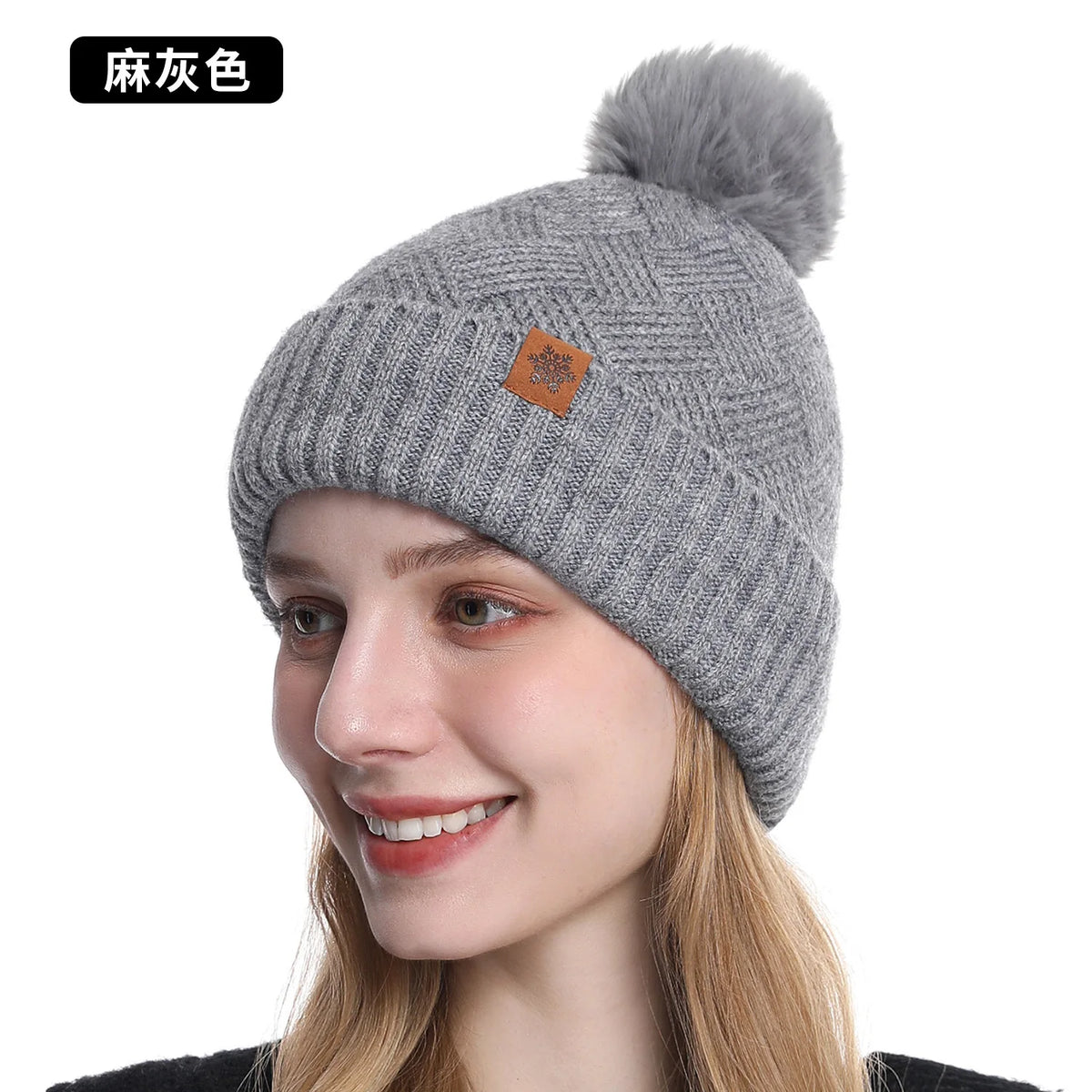 Men's / Women's Outdoor Warm Fleece-lined Knitted Hats Winter Cold-proof Double-layer Stocking Cap One/three-piece Set Skullies