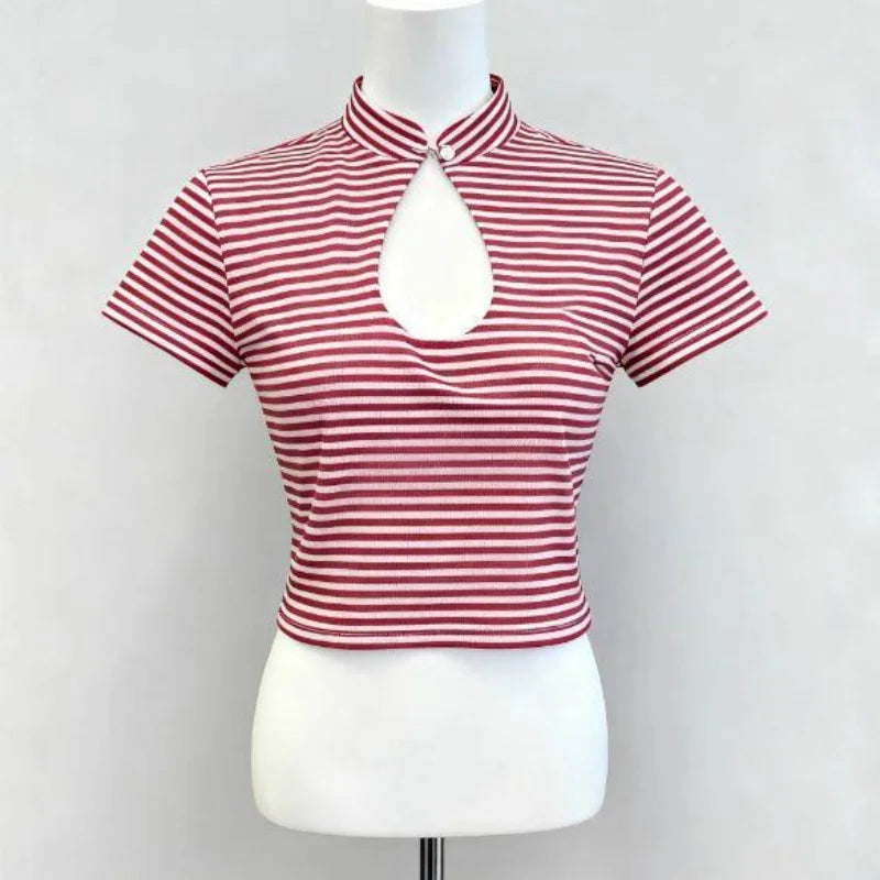 Women’s Y2K Striped Square Neck Top
