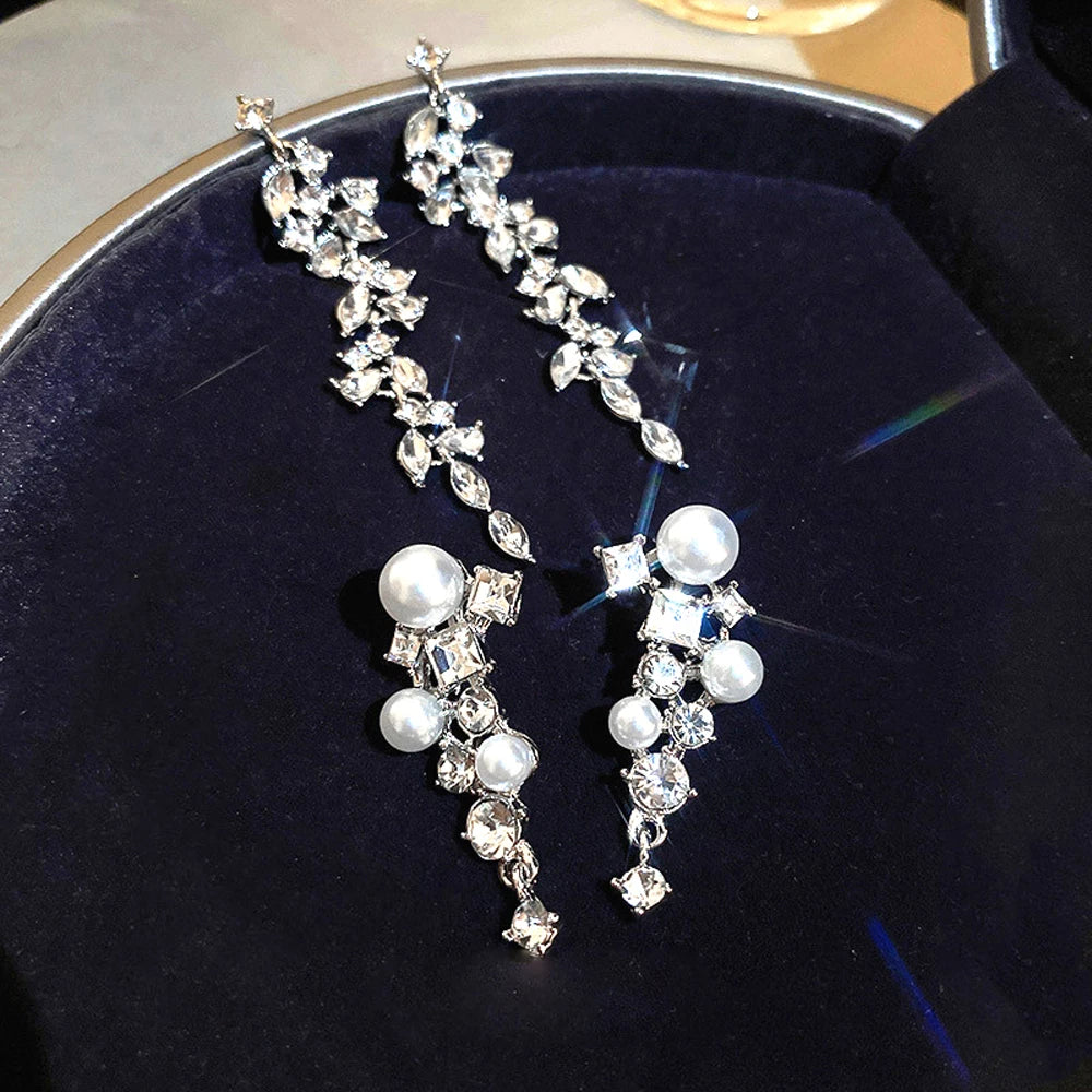 Crystal Zircon Geometric Drop Earrings