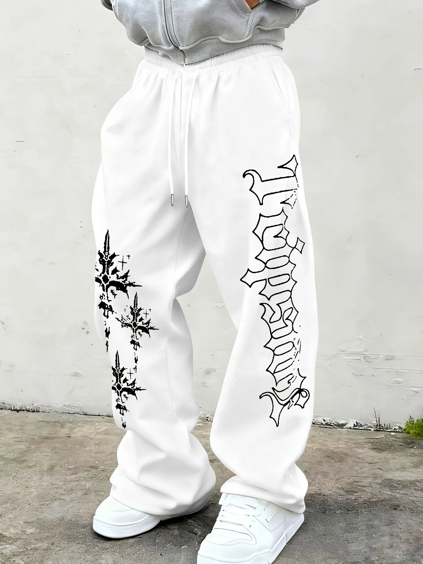 Unisex Solid Color Casual Drawstring Pants
