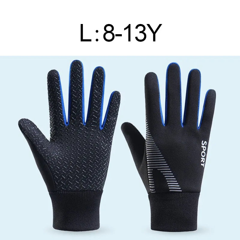 1 Pair Kids Winter Warm Sports Thermal Gloves Cold Weather Water-Resistant Anti-slip Children Mittens 5-13 Years Boys Girls