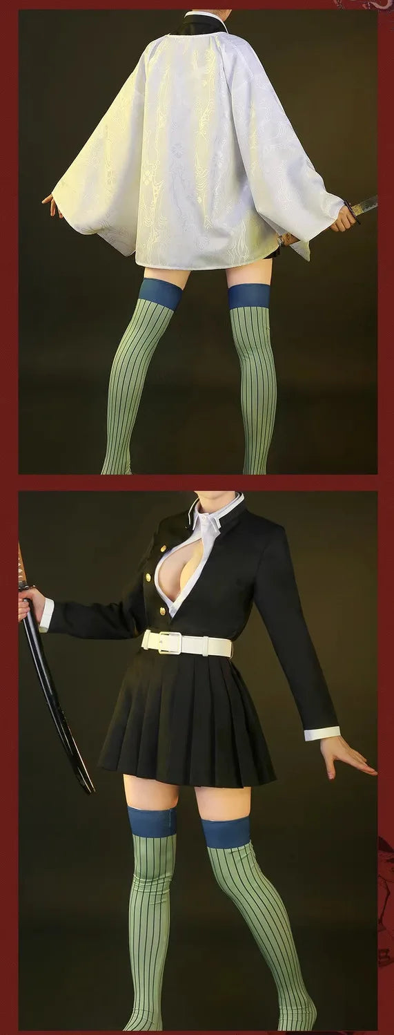 Promotion Price Anime Kanroji Mitsuri Cosplay Costumes Women Kisatsutai Sexy Skirt Uniform Outfit Wig Halloween Party Comic Con