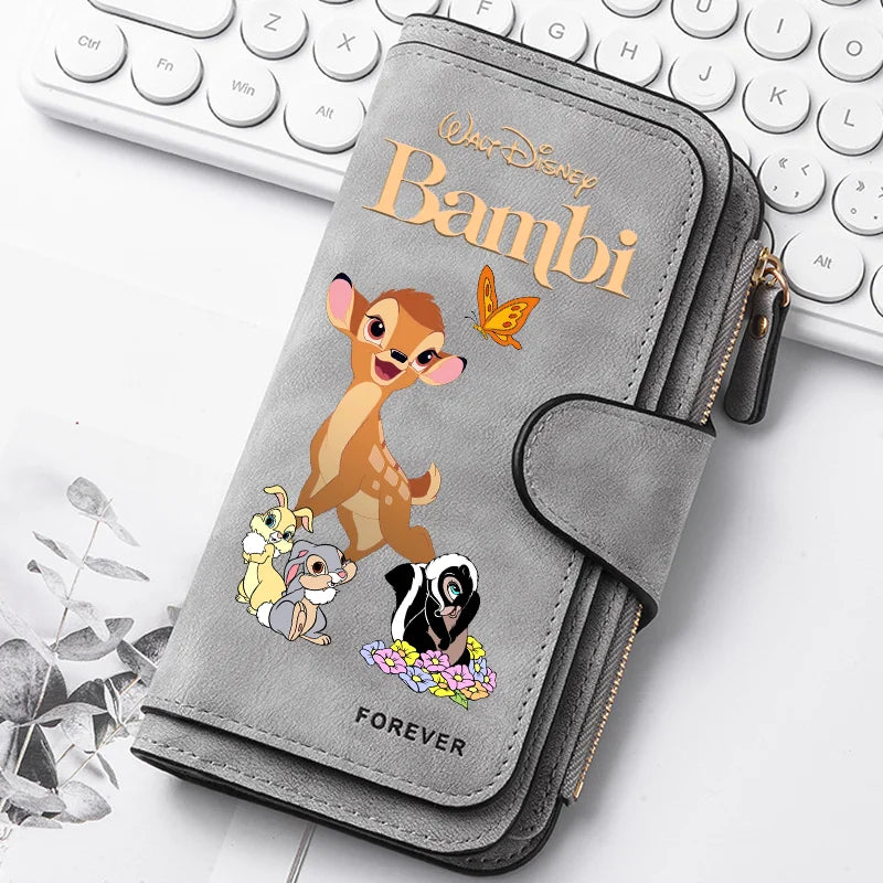 Bambi Long Zip Wallet for Women – Cute Cartoon Multi-Card Large Capacity Kawaii Clutch Bag, Soft Texture Fashion Purse