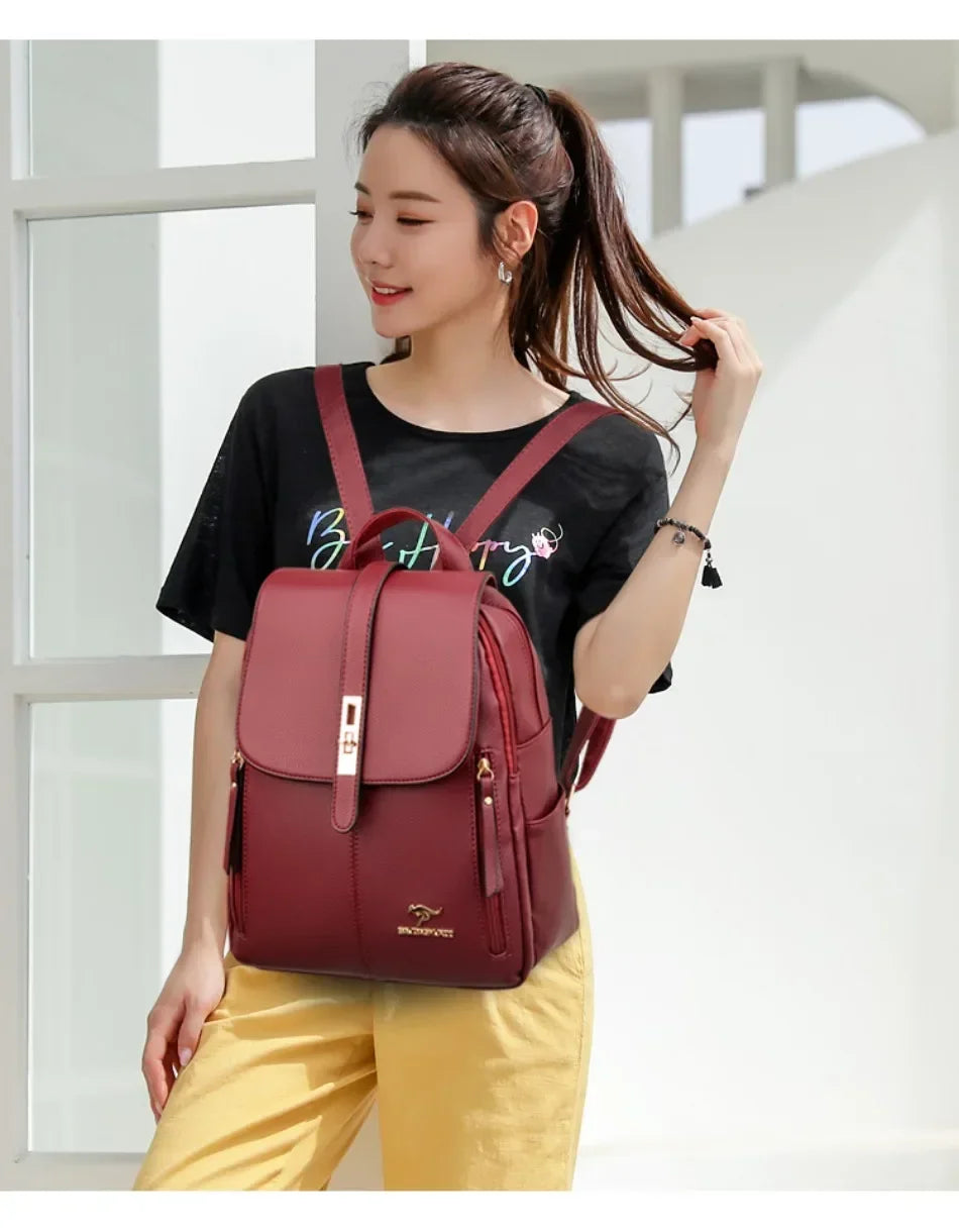 Women’s Casual Waterproof Synthetic Leather Backpack