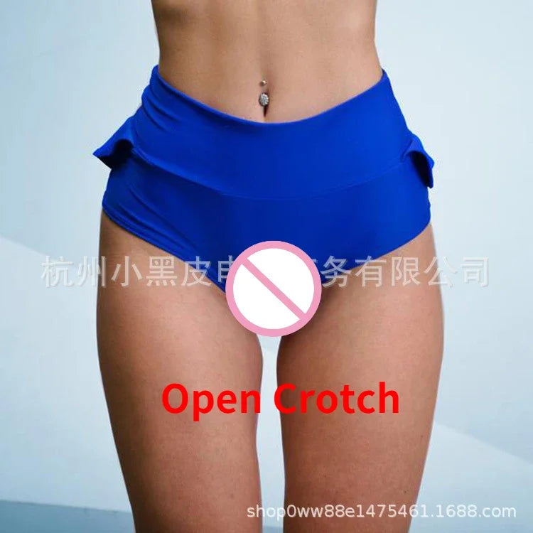 Woman Sexy Open Crotch Mini Invisable Zipper Crotchless Shorts Leggings Skirt Underwear Lingerie Outdoor Sex Tight Dress Pants