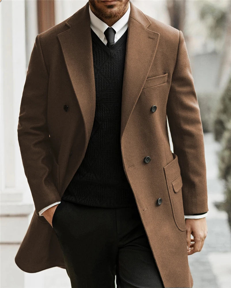 Modern Man Trench Coat Customized Full Man Terno Fashion Notched Lapel Double Breasted Elegant Men's Winter Jacket Men Jacket