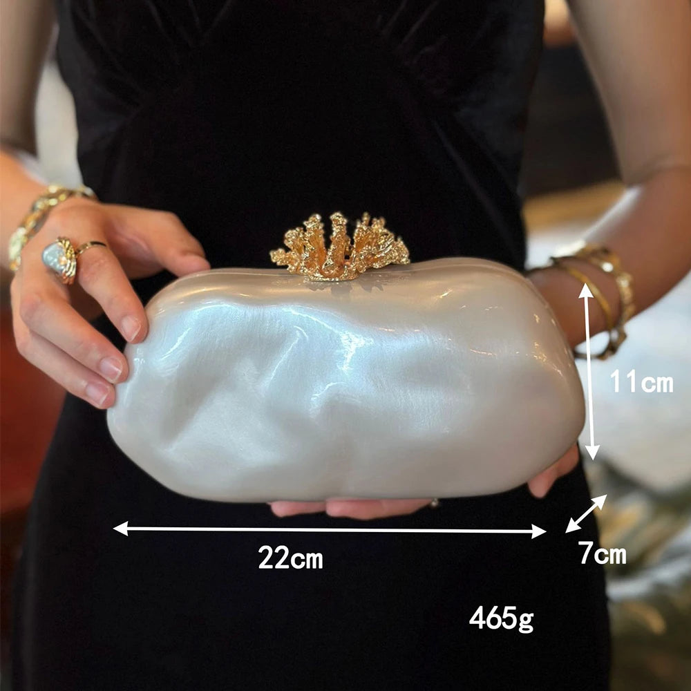 2026 New Women’s Acrylic Flower Shell Shoulder Bag, Fashion Wedding Banquet Evening Clutch, Bridal Handbag Purse