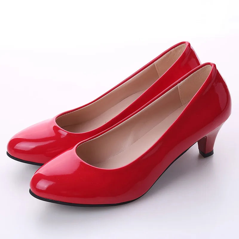 Classic Round Toe Mid Heel Pumps