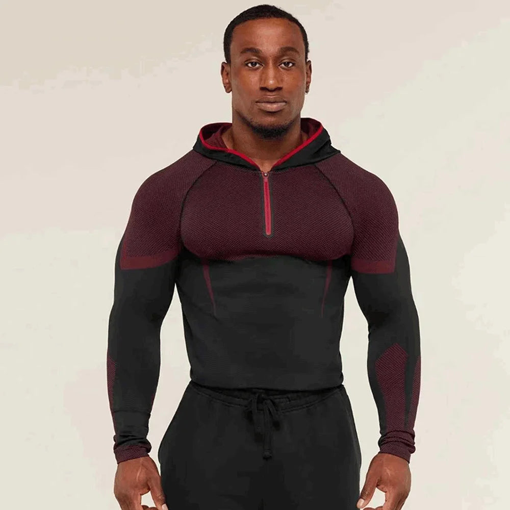Men’s Quick-Dry Half-Zip Compression Hoodie