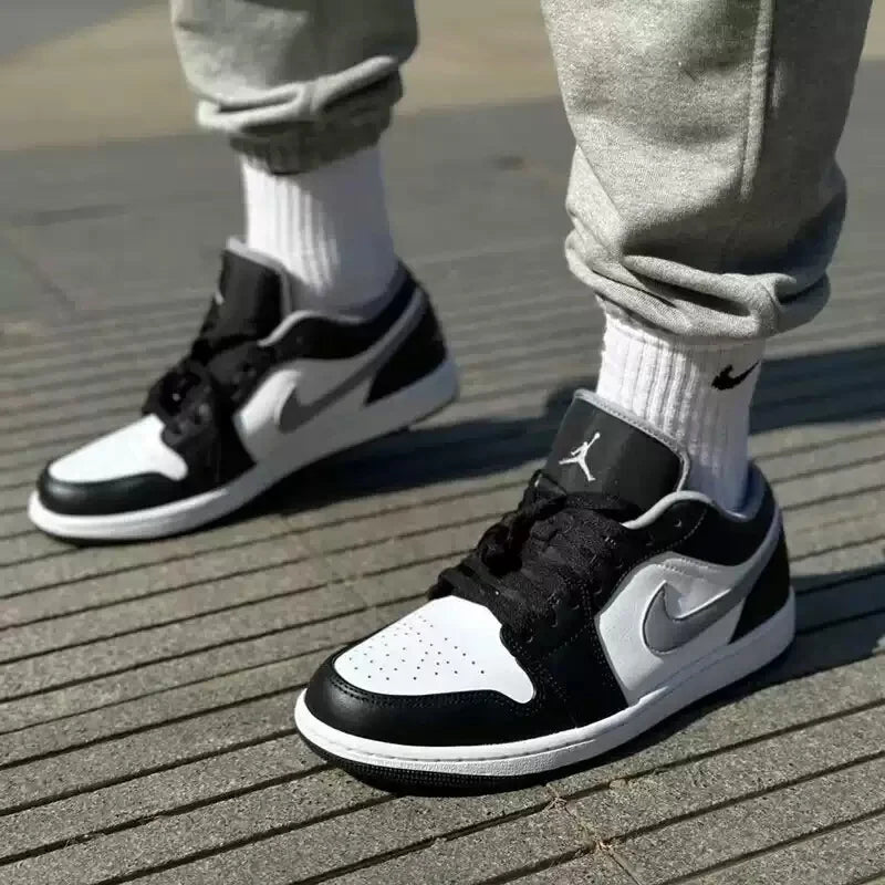 Air Jordan 1 Low Shadow Grey Leather Sneakers – 553558-040