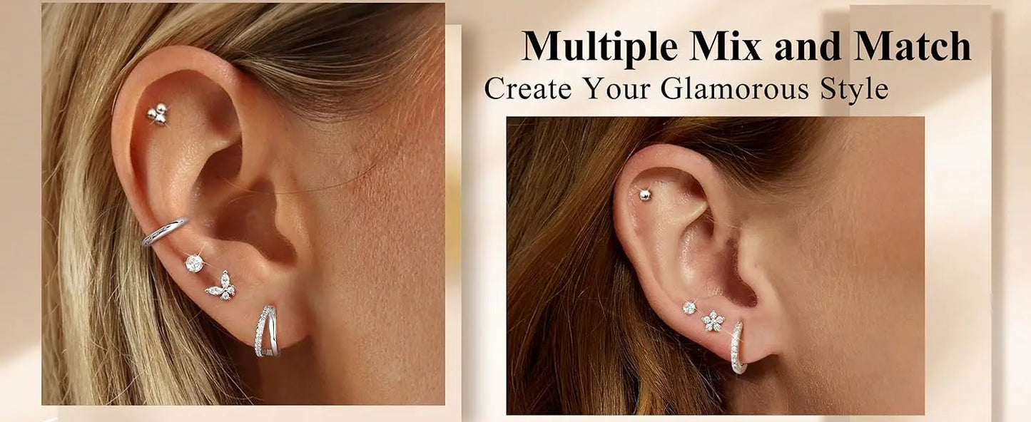 14K Gold-Plated Stainless Steel Classic Stud Earrings