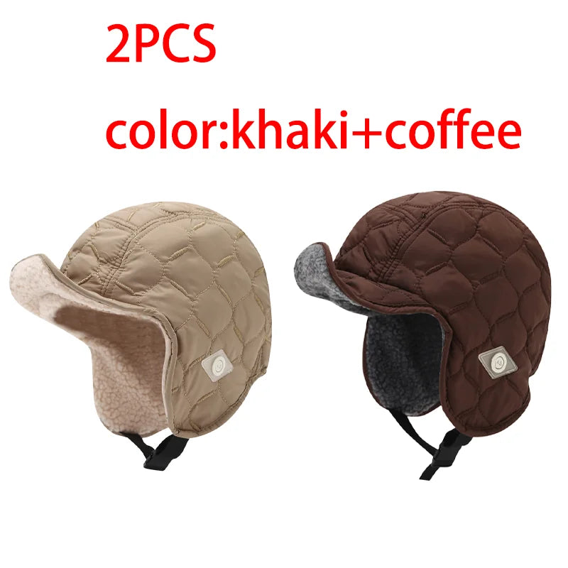 1/2/3PCS Windproof Warm Hat Winter Fleece Thickened Thermal Outdoor Ski Hat Earflap Men Women Cycling Ear Protectors Hats