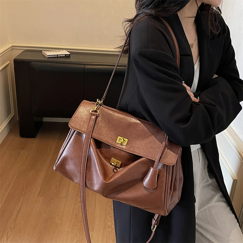 Women’s Vintage PU Flap Shoulder & Crossbody Bag