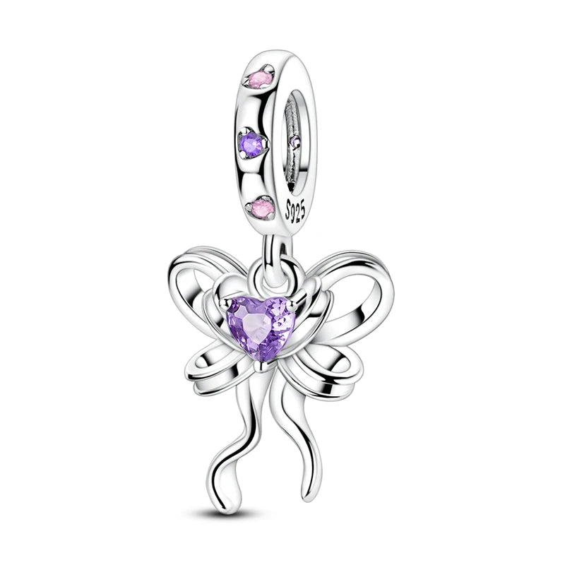 925 Sterling Silver Pink Ballet Girl Bow Pendant Charm Bead for Women – Elegant DIY Jewelry Making Charm for Bracelets & Necklaces