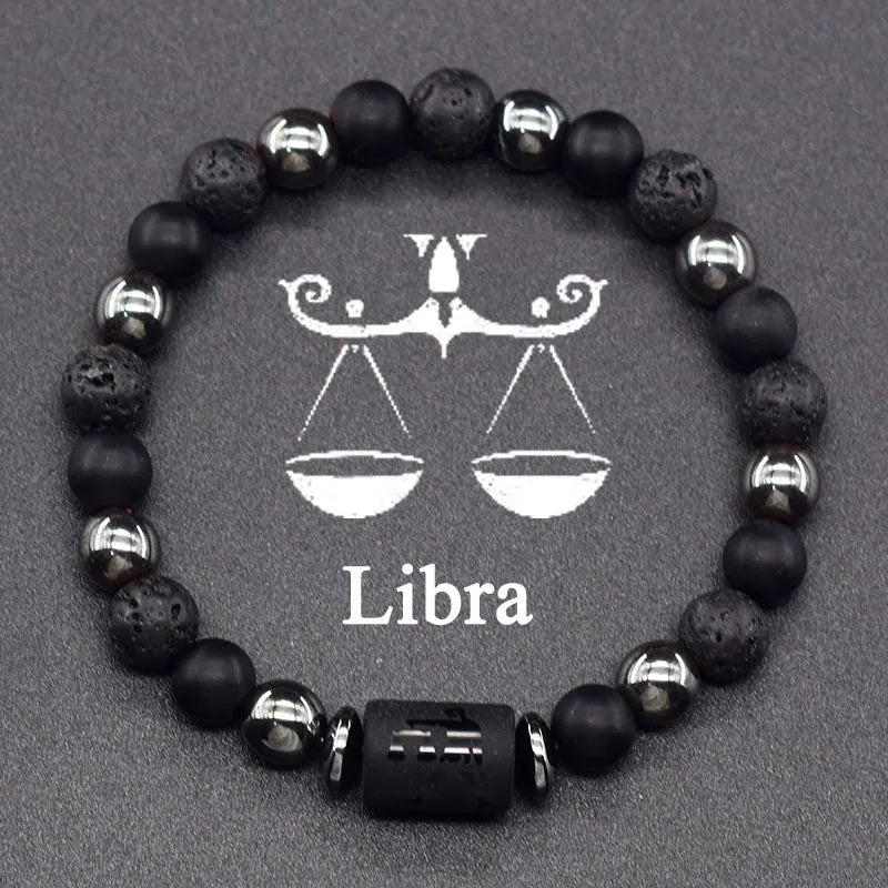 12 Zodiac Constellation Signs Bracelet for Men & Women – Natural Tiger Eye Stone Beaded Bracelet, Leo Taurus Charm Couple Jewelry