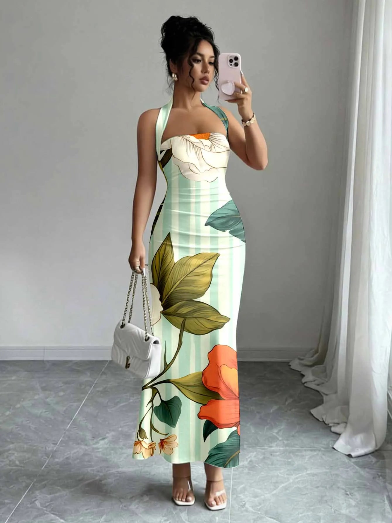 Women’s Sleeveless Halter Maxi Dress