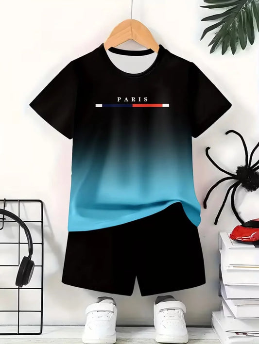 Boys 2-Piece Colorblock Quick-Dry T-Shirt and Shorts Set