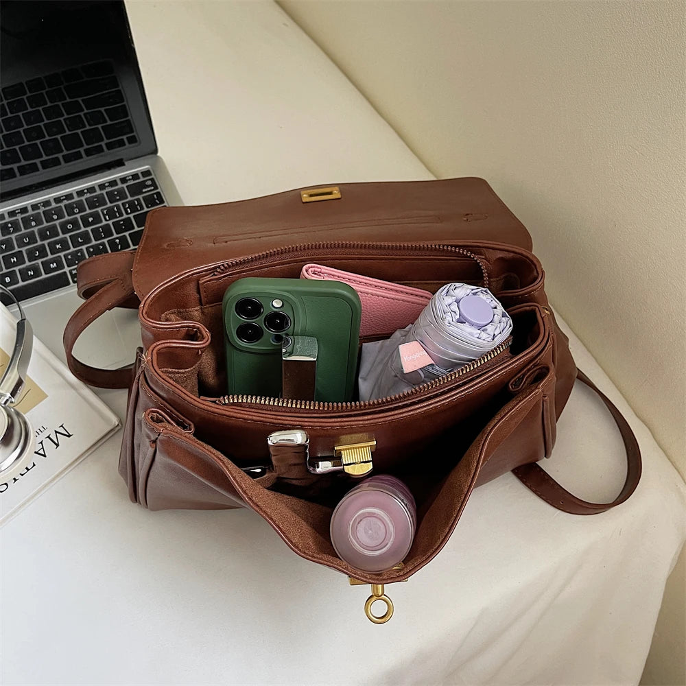 Women’s Vintage PU Flap Shoulder & Crossbody Bag