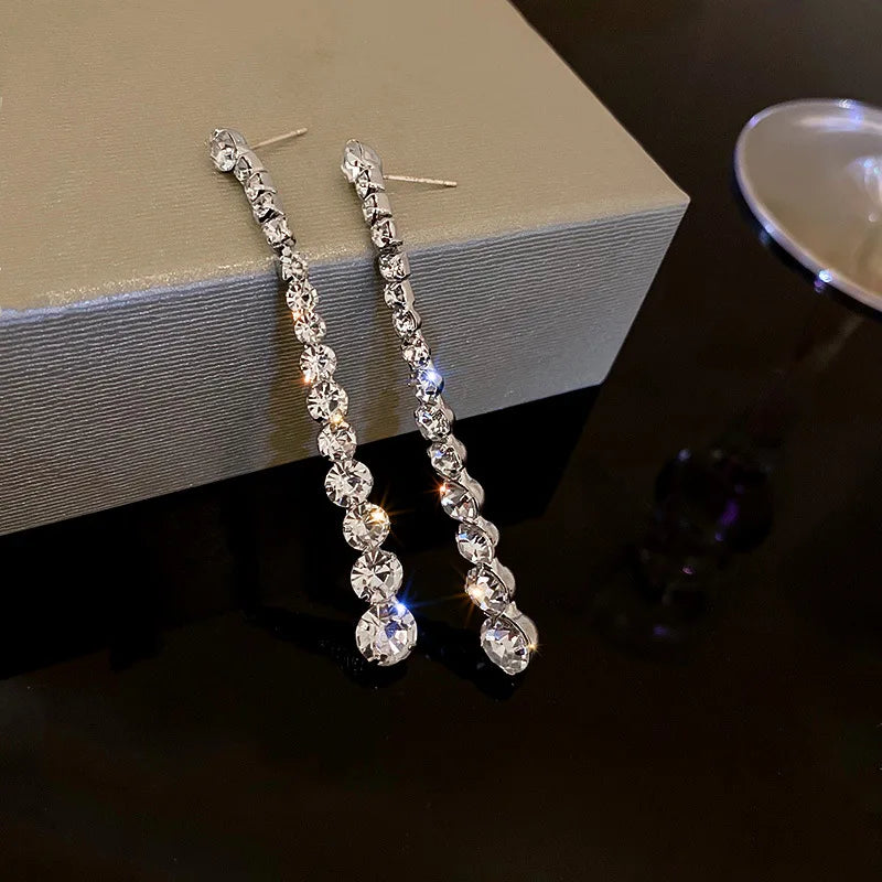 Crystal Zircon Geometric Drop Earrings