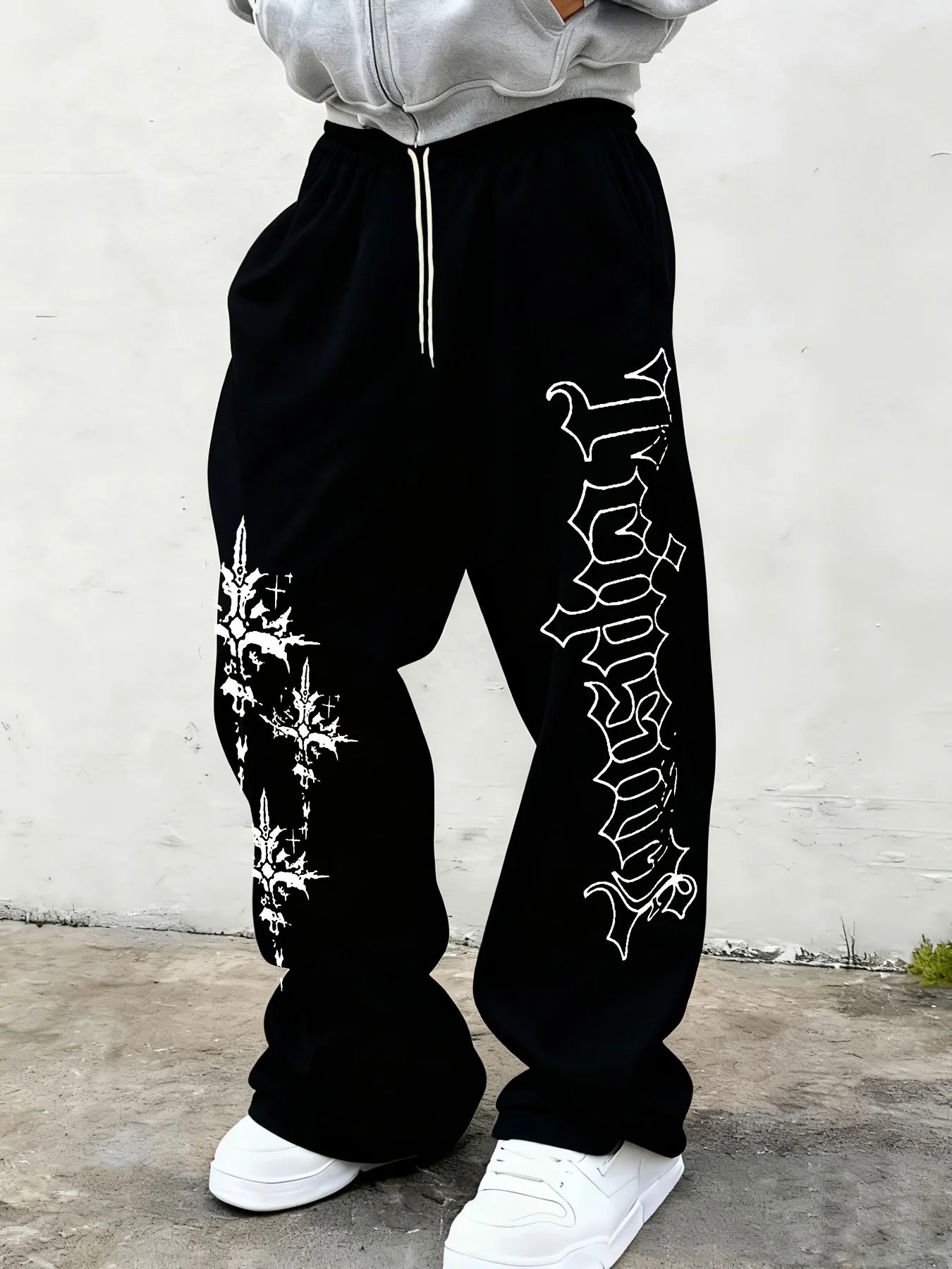 Unisex Solid Color Casual Drawstring Pants