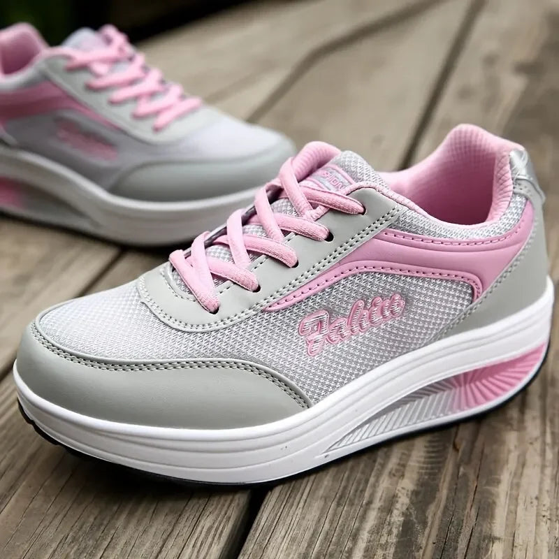 Women’s Fashion Platform Sneakers – Comfortable Casual Walking Shoes with Lightweight Flat Sole & Plus Size Fit