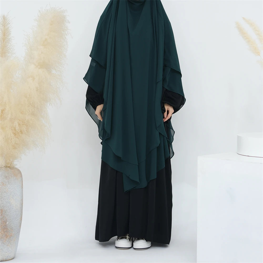 Women’s Elegant Chiffon Khimar & Abaya Set