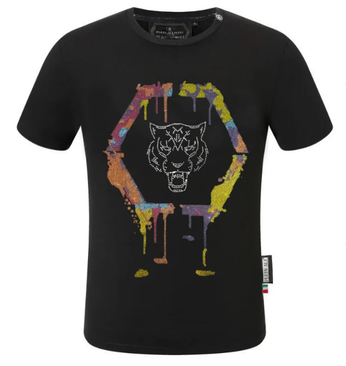 Designer Luxury Rhinestone T-Shirts for Men - Summer Brand Tees Stylish & Trendy Top Tees