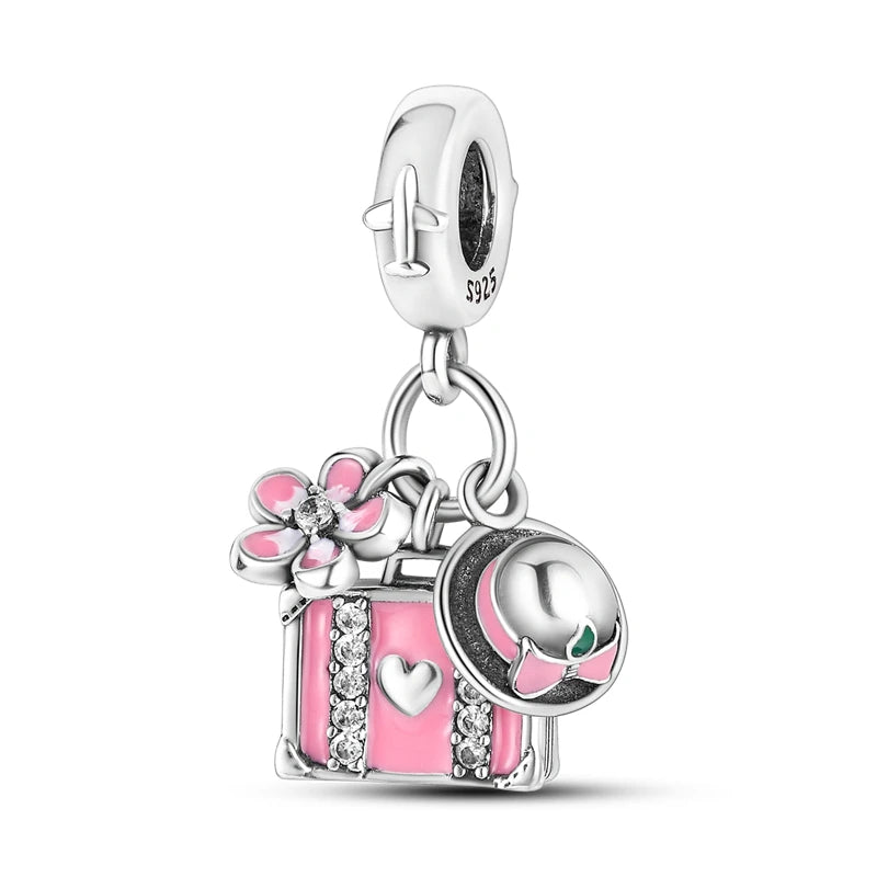 925 Sterling Silver Pink Ballet Girl Bow Pendant Charm Bead for Women – Elegant DIY Jewelry Making Charm for Bracelets & Necklaces