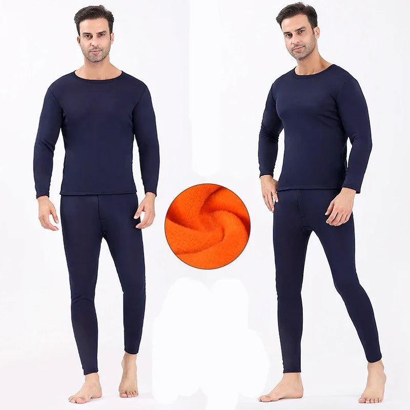 Men's Thick Fleece-Lined Thermal Underwear Set