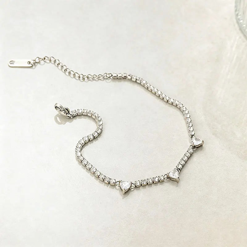 Women’s Heart Moissanite Tennis Bracelet – 14K Gold-Filled Fine Jewelry Gift