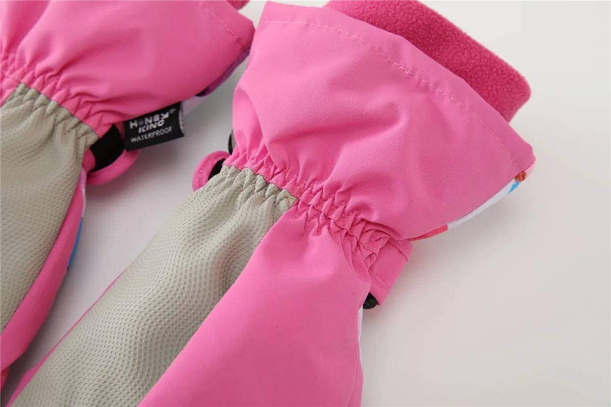 HONEYKING Kids Winter Ski Gloves Waterproof Warm Padded Mitten For Girls Boys Outdoor Skiing Cycling Windproof Snowboard Gloves