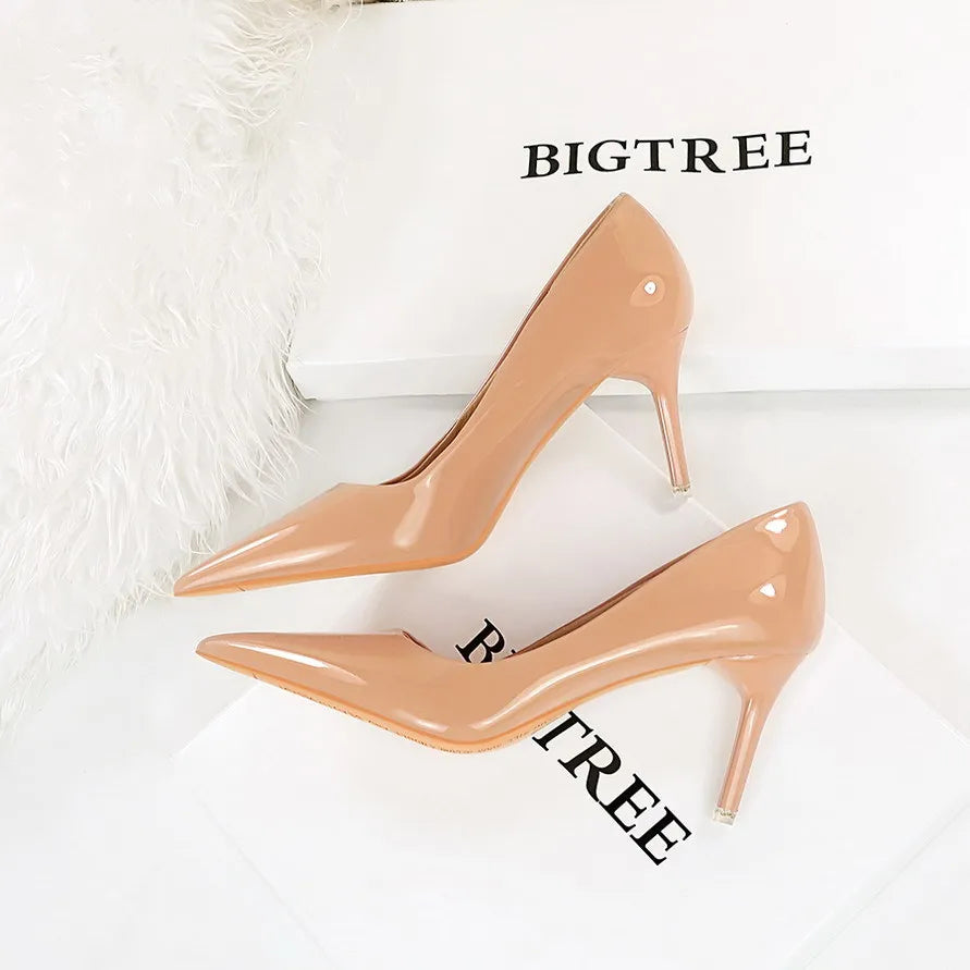 Patent Leather Pointed Toe High Heel Pumps