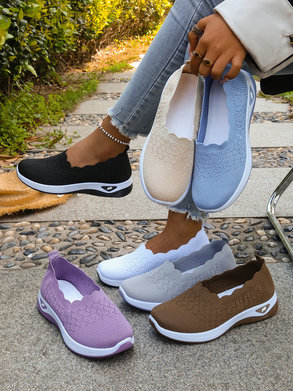 Women's 2026 Summer Breathable Knit Slip-On Sneakers Ultra Lightweight Soft Sole Comfortable Casual Loafers for Daily Work Walk