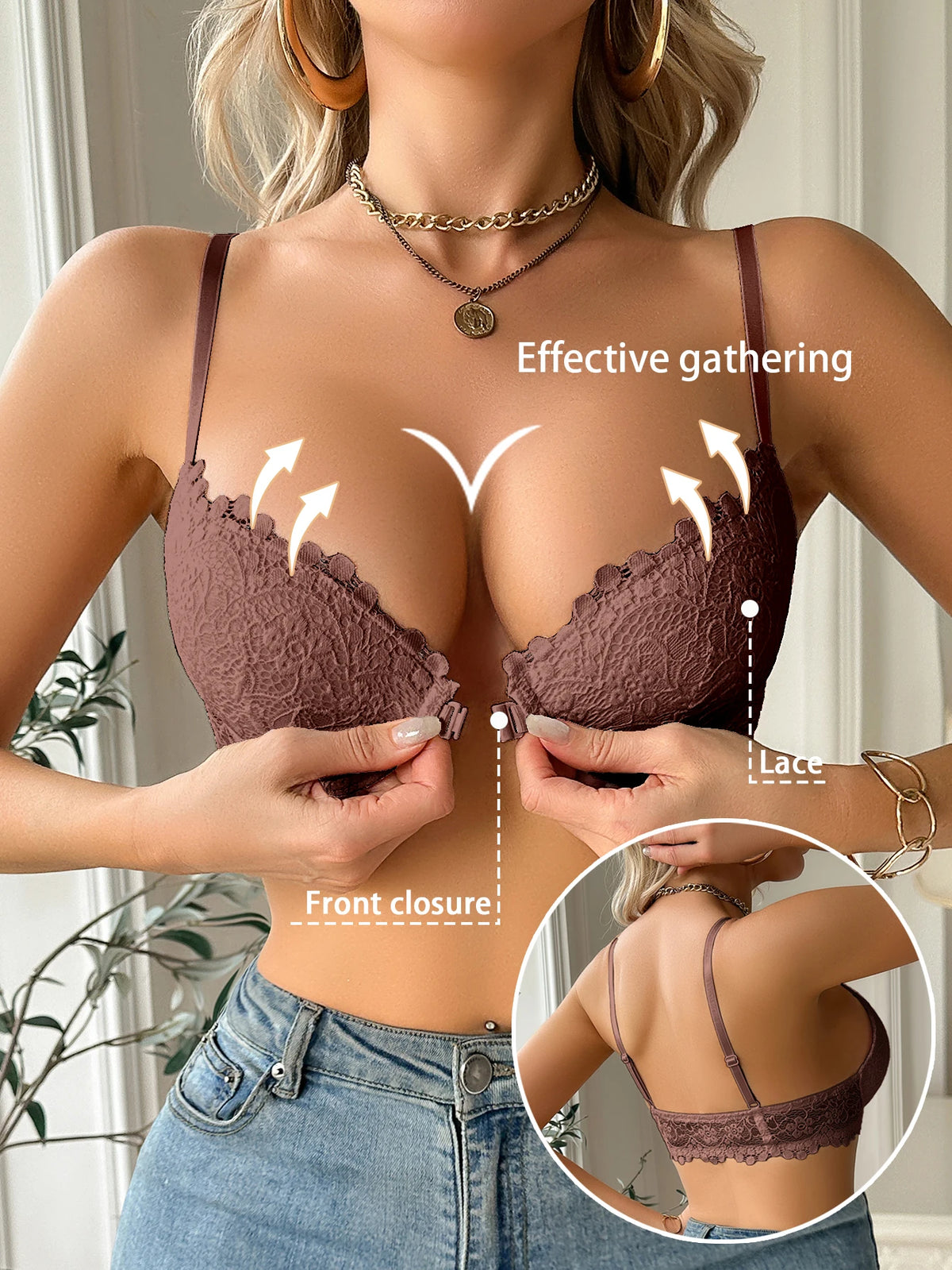 Bella Lace Front-Clasp Bra