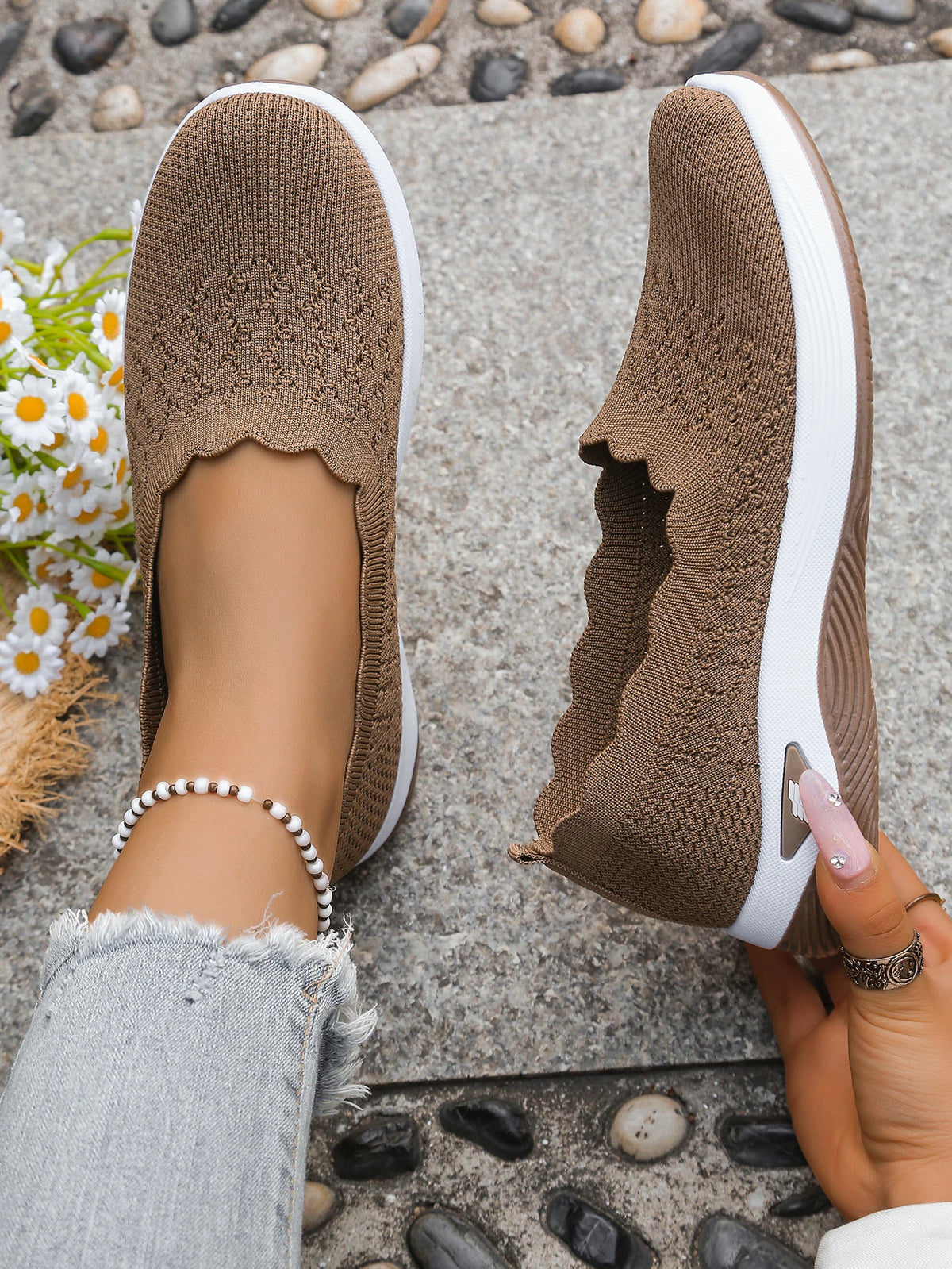 Women's 2026 Summer Breathable Knit Slip-On Sneakers Ultra Lightweight Soft Sole Comfortable Casual Loafers for Daily Work Walk