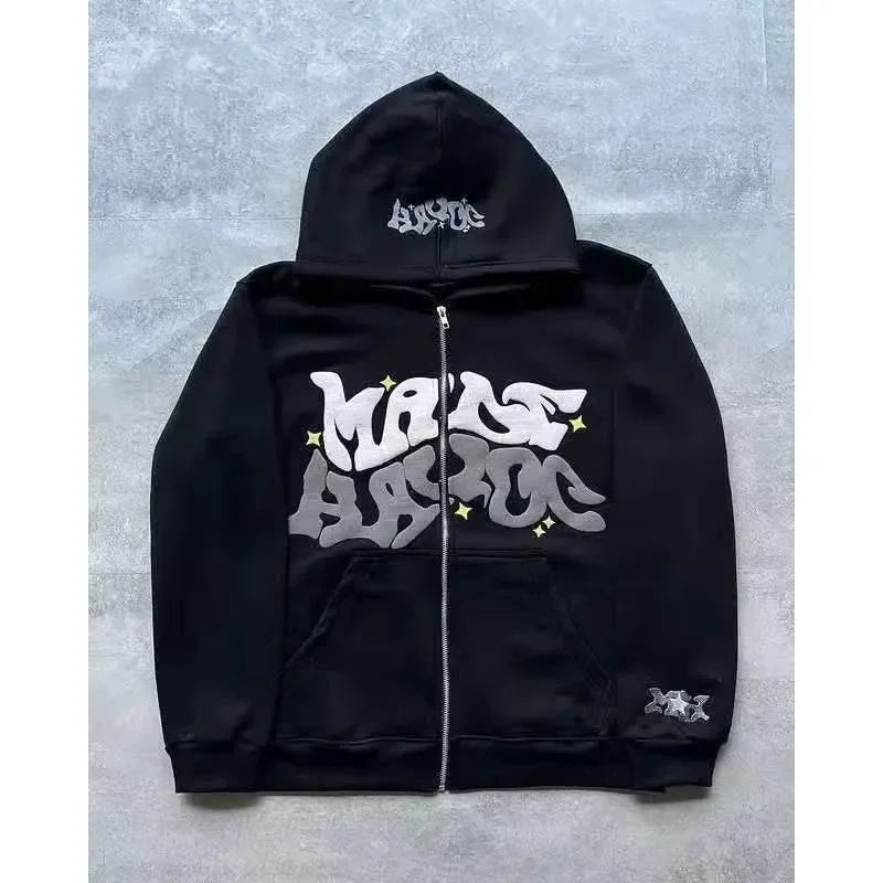 Unisex Printed Fleece Zip Hoodie