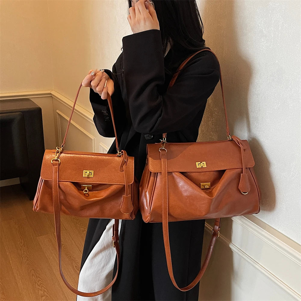 Women’s Vintage PU Flap Shoulder & Crossbody Bag