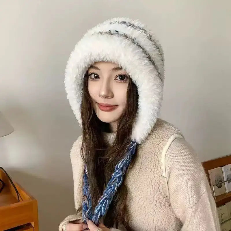 1pc Winter Warm Peruvian Cover Ears Beanie Hat for Women,Ear Flap Sherpa Ski Snow Hats Knit Fleece Lined Skull Cap for Daliywear