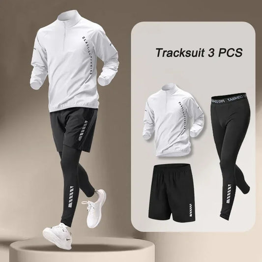 Men’s Quick-Dry Half-Zip Athletic Tracksuit Set – 1–4 Piece Running, Jogging & Outdoor Fitness Sportswear with Training Pants