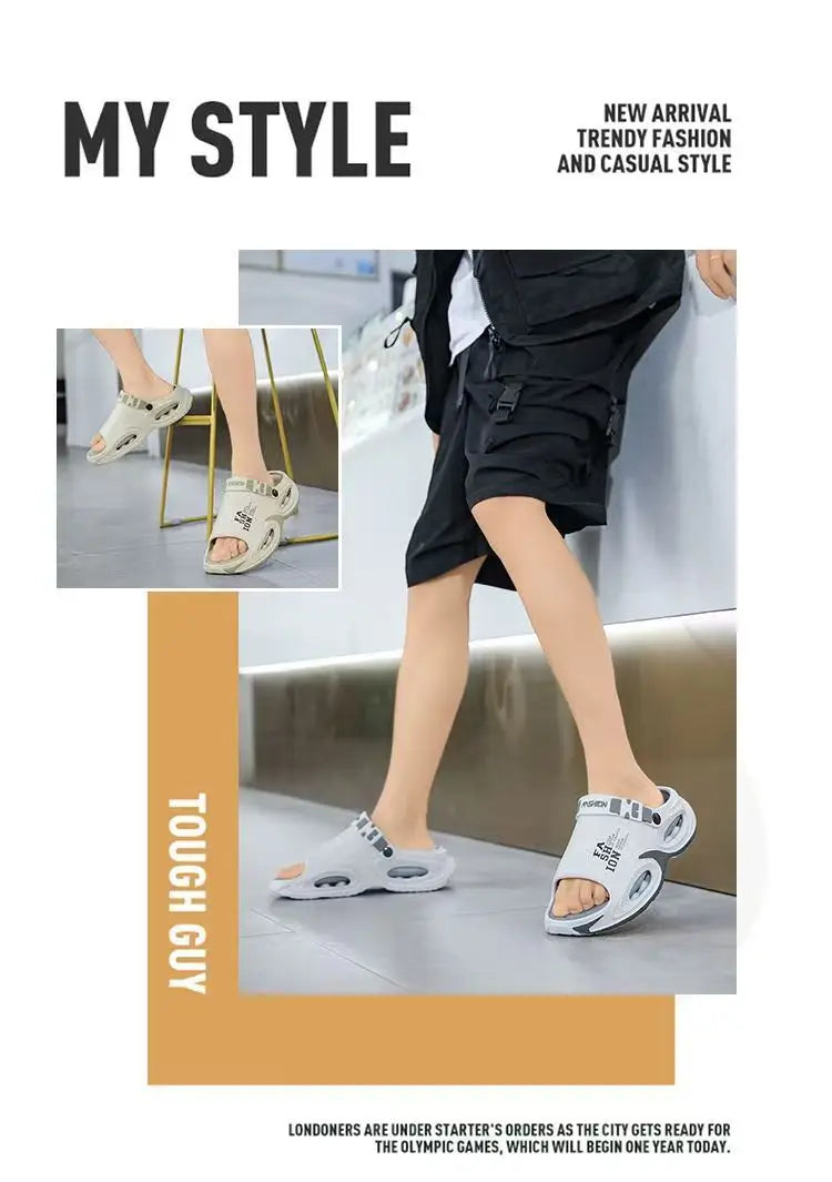 Men Sandals Slip On 2 in 1 Summer Outdoor Thick Sole Non Slip Waterproof Driving Shoes