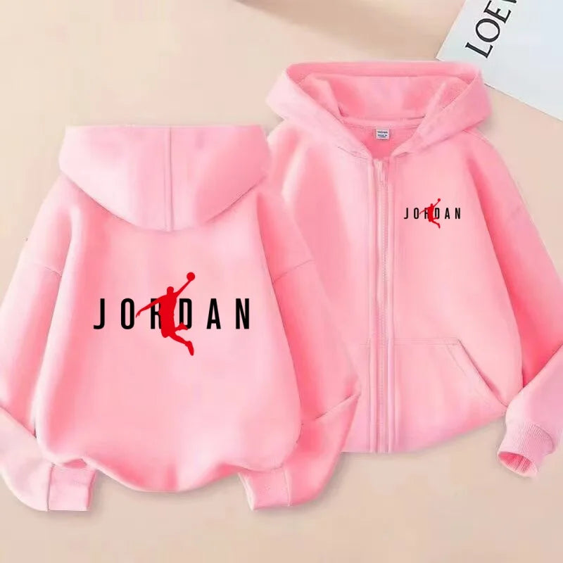 Kids Basketball Star Print Zipper Hoodie Sweatshirt for Boys and Girls 3-12 Years