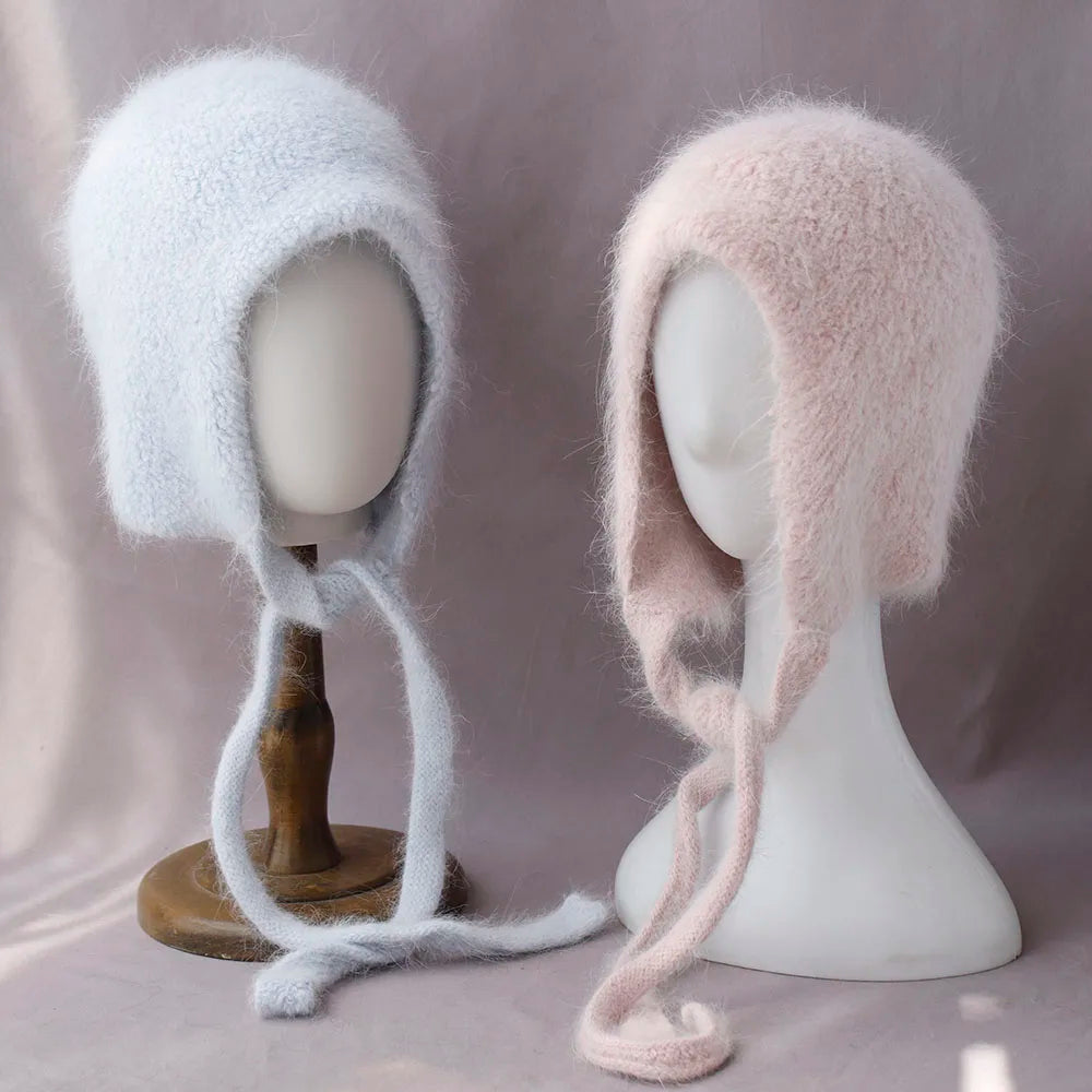 2025 NEW Winter Hat Real Rabbit Fur Winter Hats For Women Fashion Warm Hats Upgrade thickened extended Pullover scarf hat