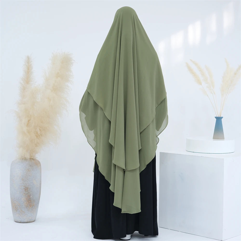 Women’s Elegant Chiffon Khimar & Abaya Set