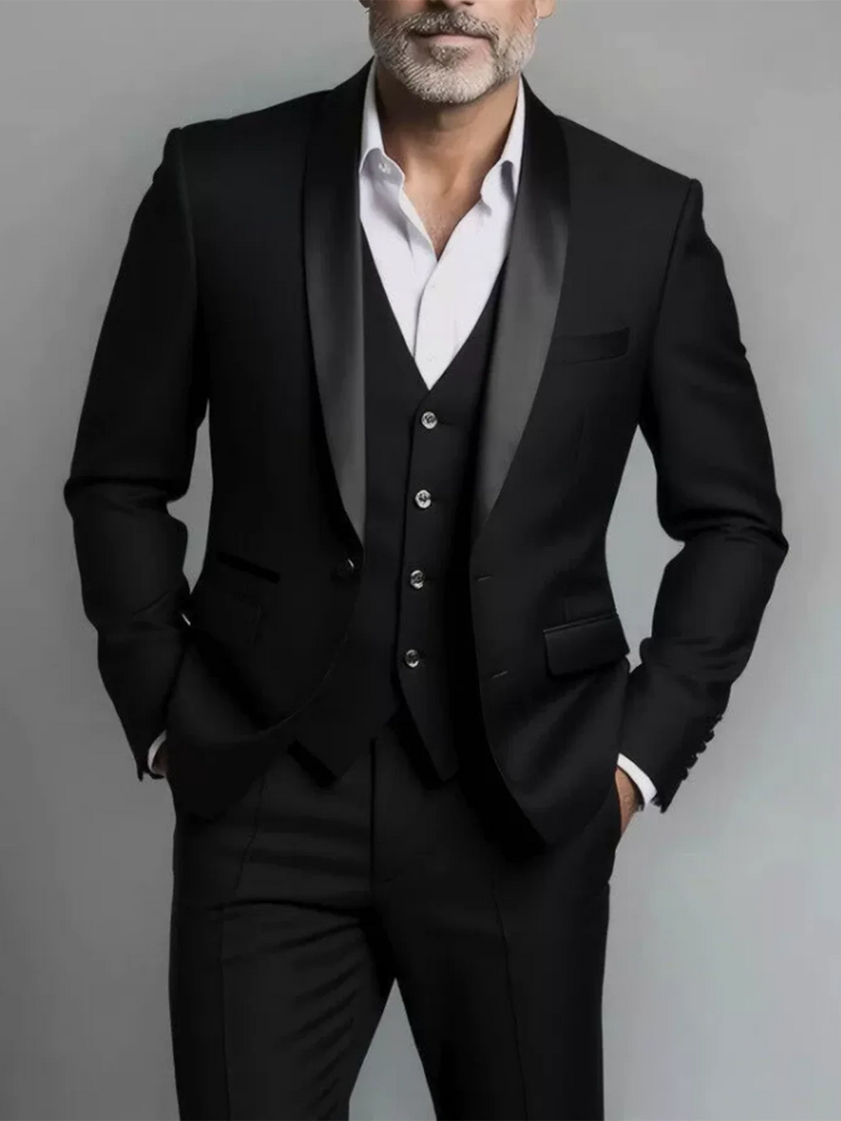 Men’s Elegant Slim Fit Tuxedo Suit Set – Classic Black Formal Suit for Weddings, Business, Parties & Special Occasions