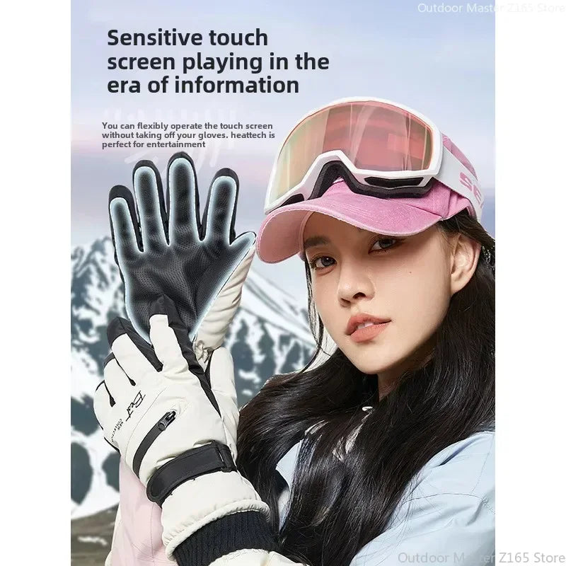 Winter Cycling Gloves Non Slip Touch Ski Gloves Snowboard Accessories Waterproof Pocket Warm Men's and Women's Thermal Gloves