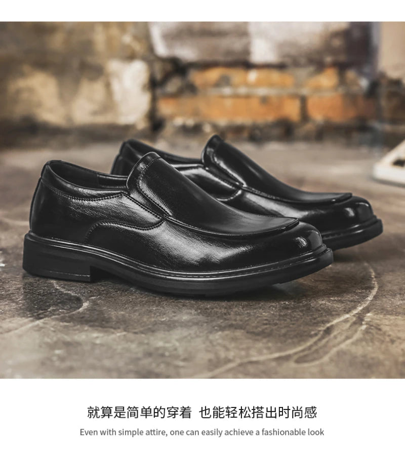 Men Vintage Burnished Leather Shoes 2026 Autumn New Trendy Low Top Slip On Casual Leather Shoes British Style Loafers For Men