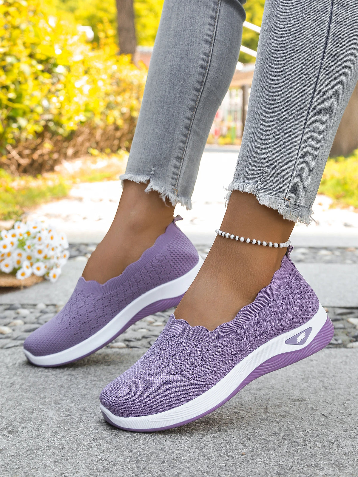 Women's 2026 Summer Breathable Knit Slip-On Sneakers Ultra Lightweight Soft Sole Comfortable Casual Loafers for Daily Work Walk
